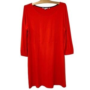 Boden | Dress Red Lucie Jersey Knit 3/4 Sleeves Stretch Round Neck- Size 12 Long